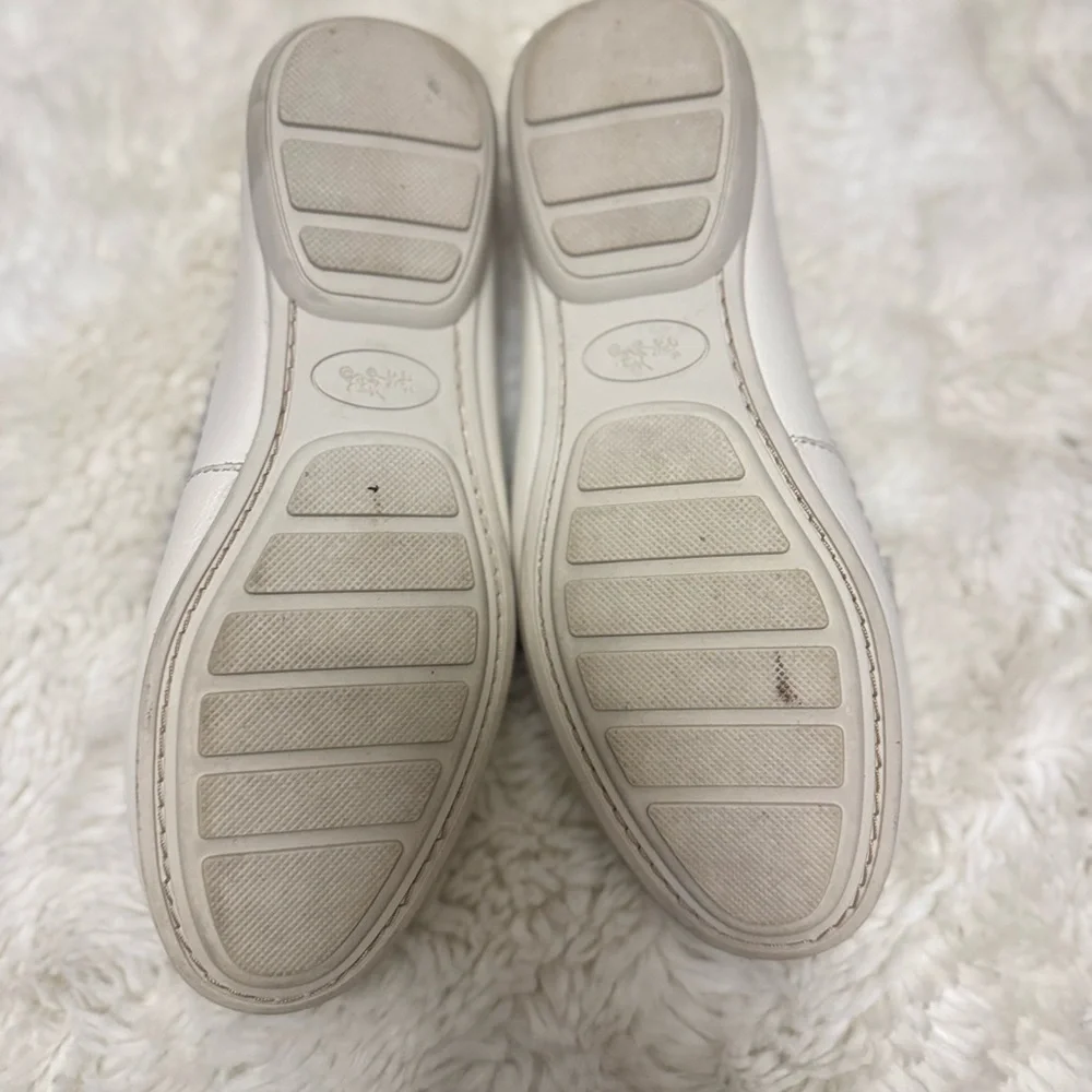 Coach White Leather Penny Loafers with Gold Logo - Picture 3 of 3